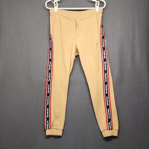 Reebok Classic Sweatpant Jogger Small 28x25 Tan Beige Spell Out Athletic Lounge